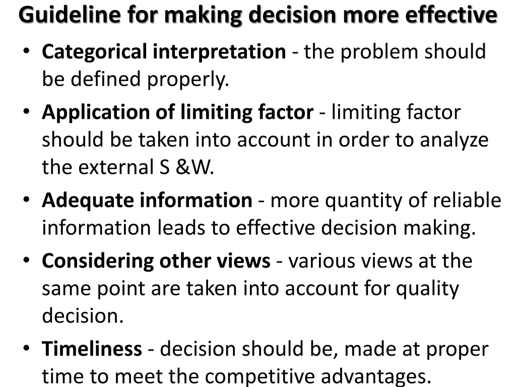 guideline for making decision more effective