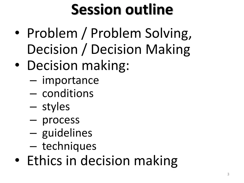 session outline