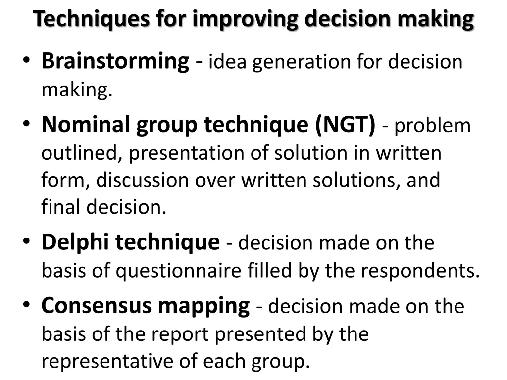 techniques for improving decision making