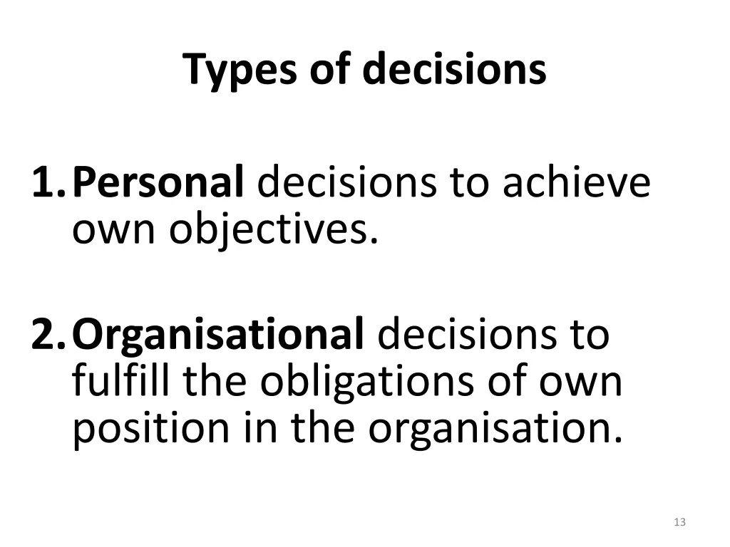 types of decisions