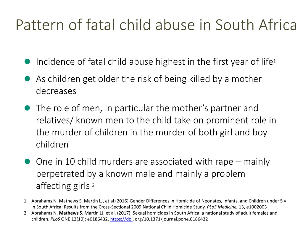 pattern of fatal child abuse in south africa