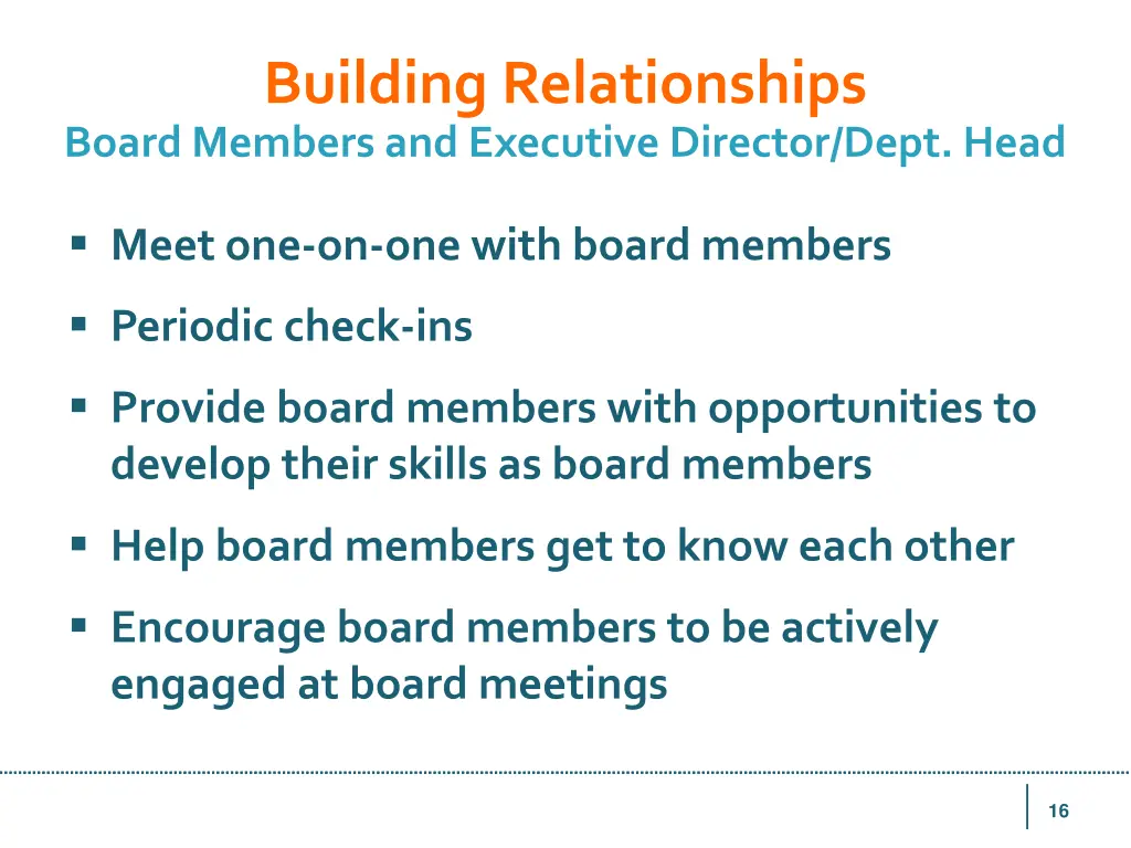 building relationships board members