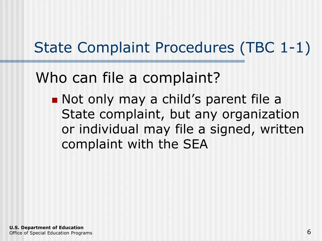 state complaint procedures tbc 1 1