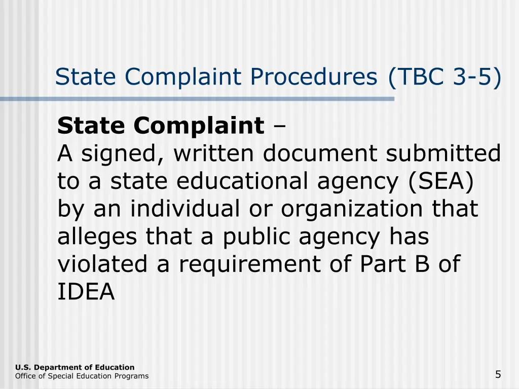 state complaint procedures tbc 3 5