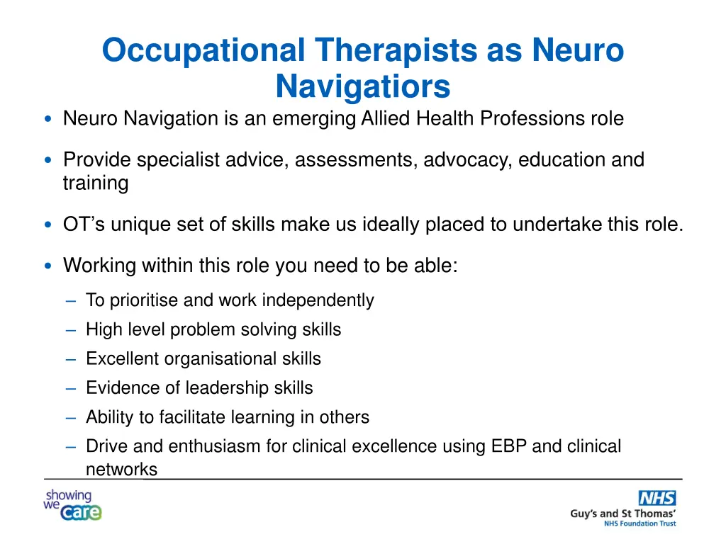 occupational therapists as neuro navigatiors