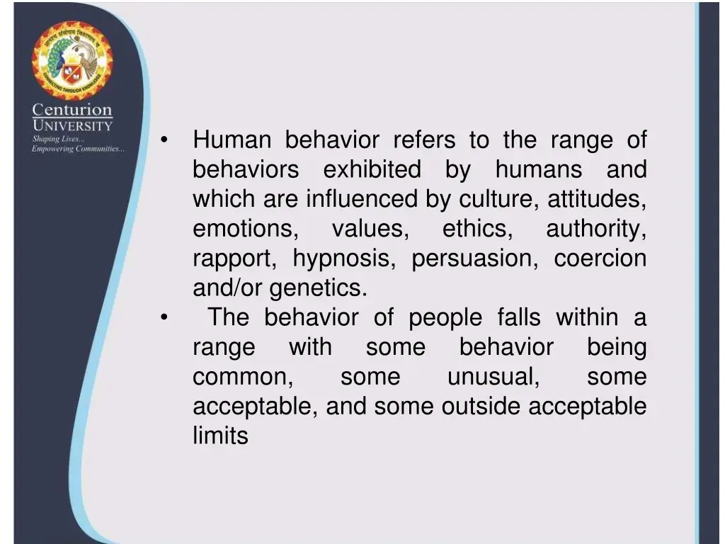 human behavior refers to the range of behaviors