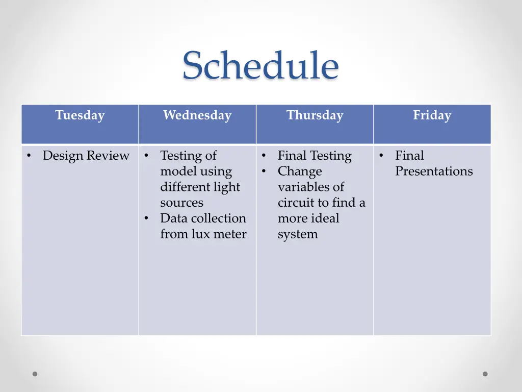 schedule