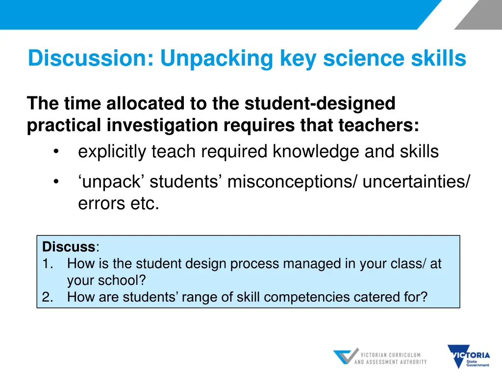 discussion unpacking key science skills