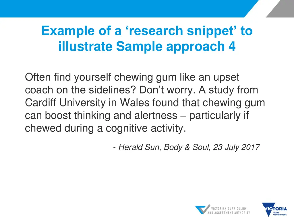 example of a research snippet to illustrate