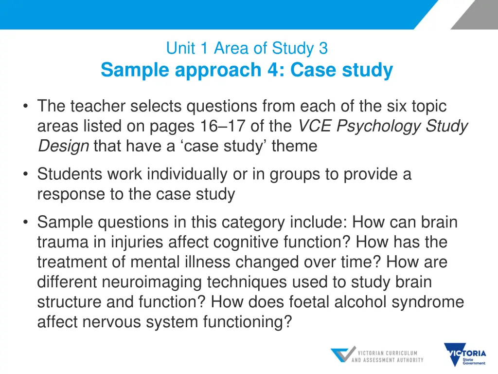 unit 1 area of study 3 sample approach 4 case