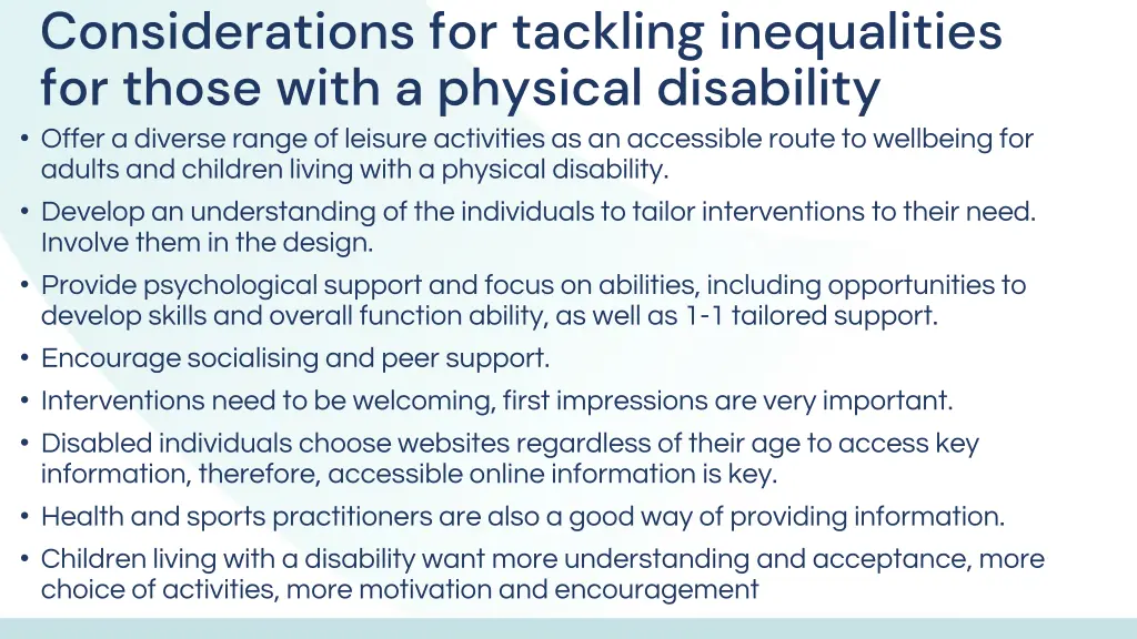 considerations for tackling inequalities 1