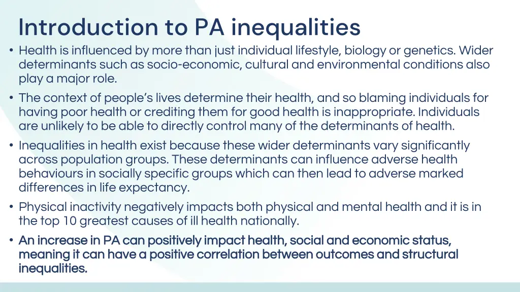 introduction to pa inequalities health