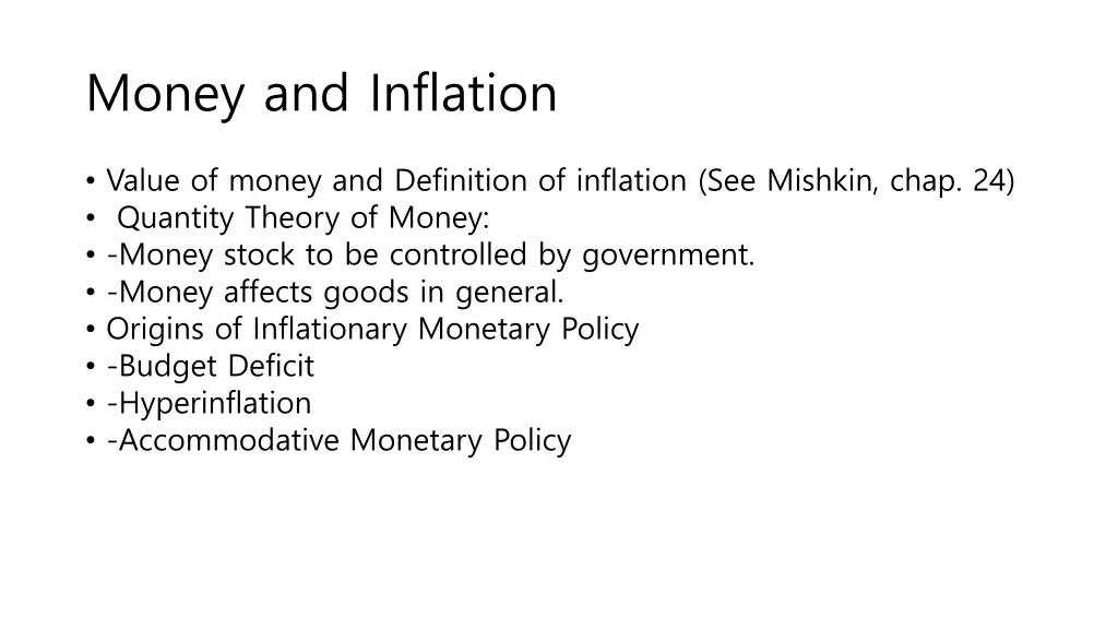 money and inflation