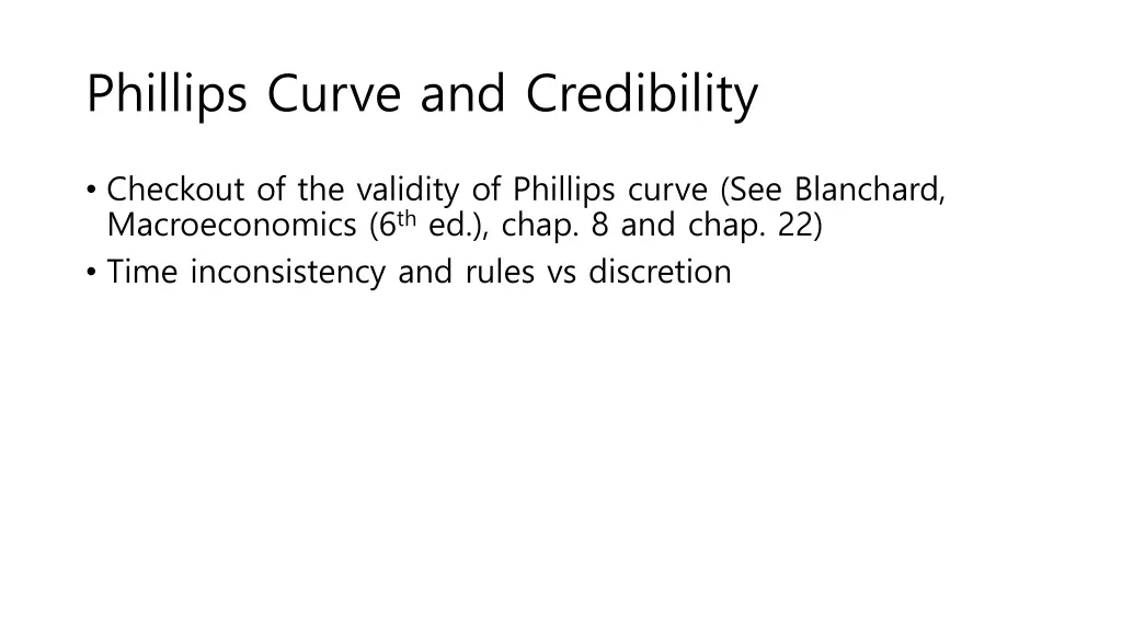 phillips curve and credibility