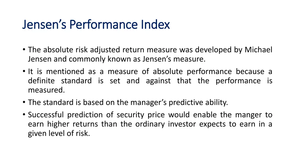 jensen s performance index jensen s performance