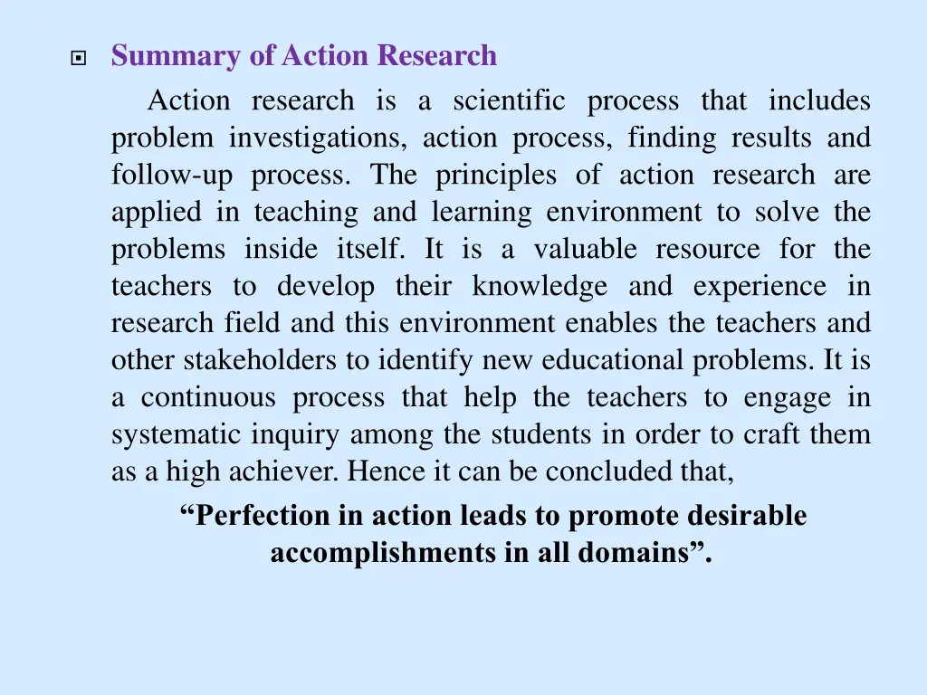 summary of action research action research