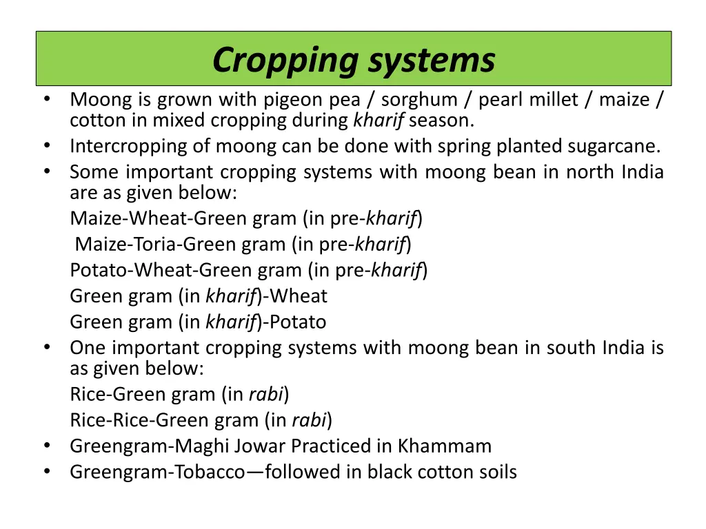 cropping systems