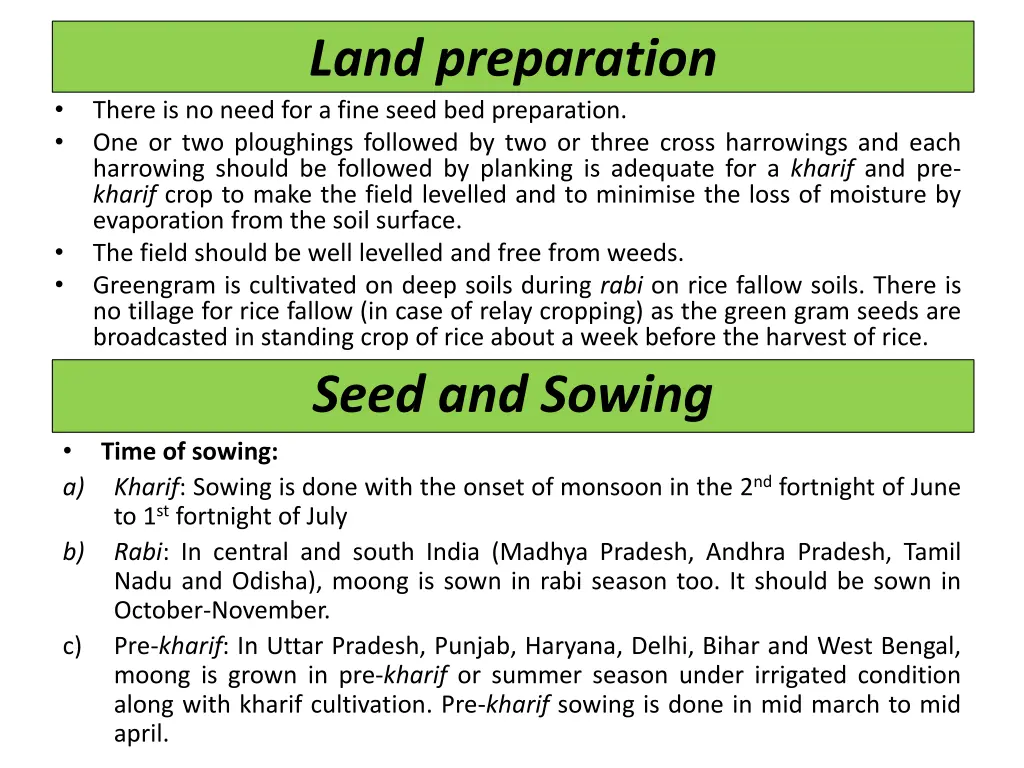 land preparation