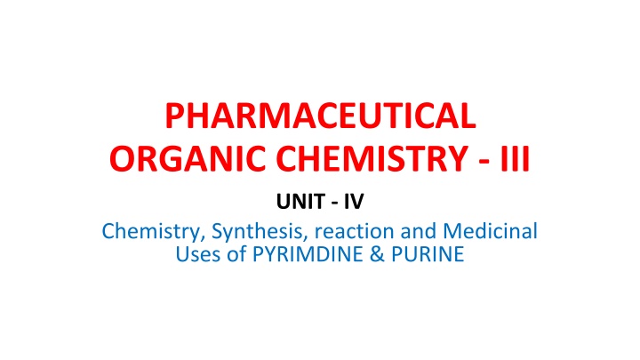 pharmaceutical organic chemistry iii unit