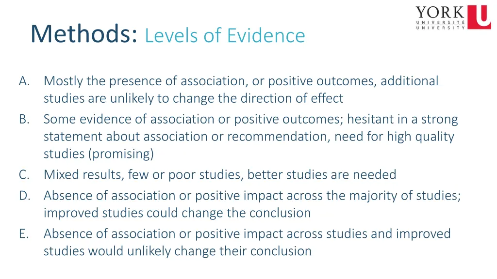 methods levels of evidence 1