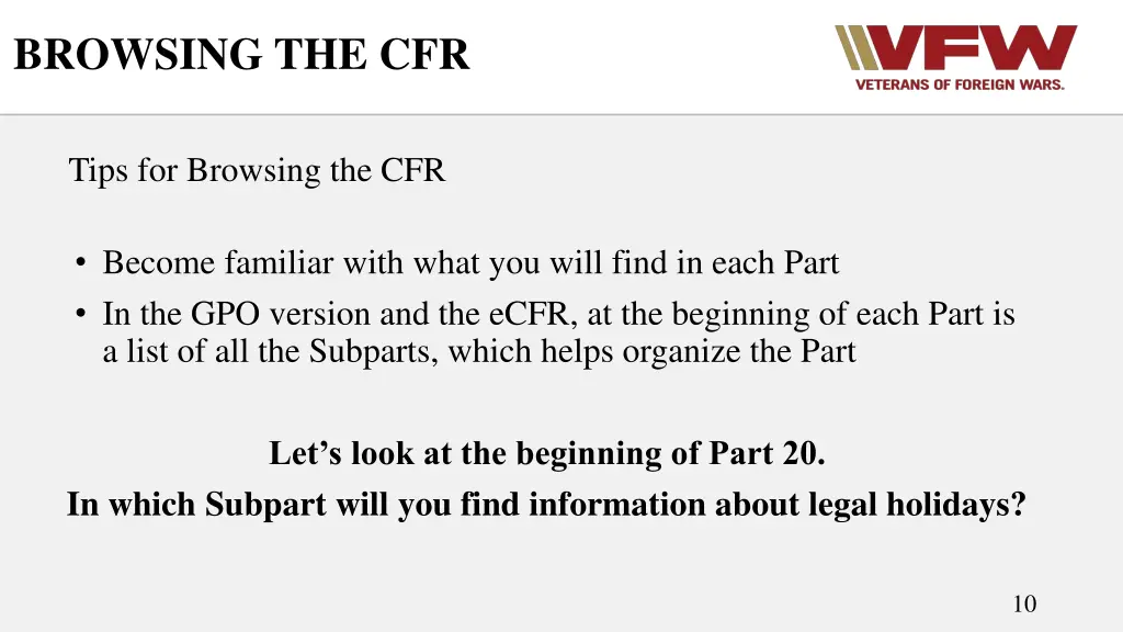 browsing the cfr