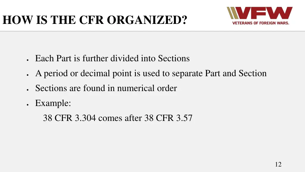 how is the cfr organized 2