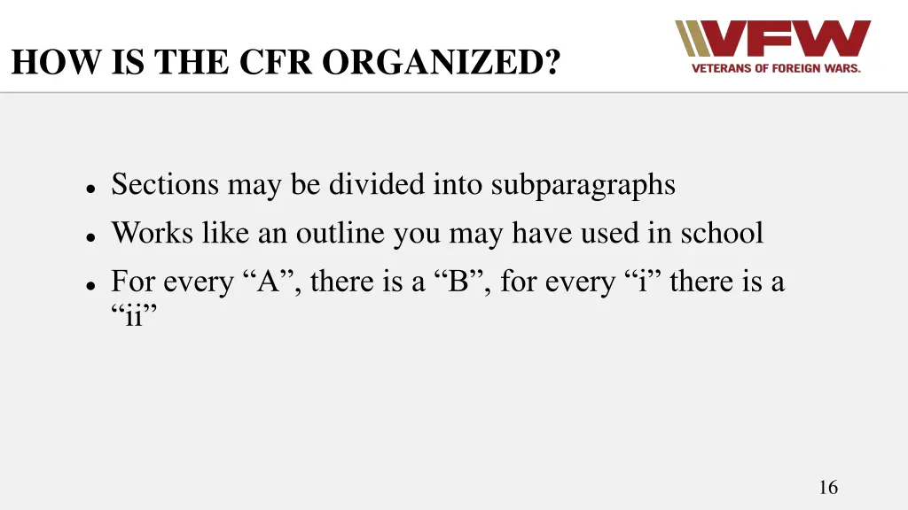 how is the cfr organized 4