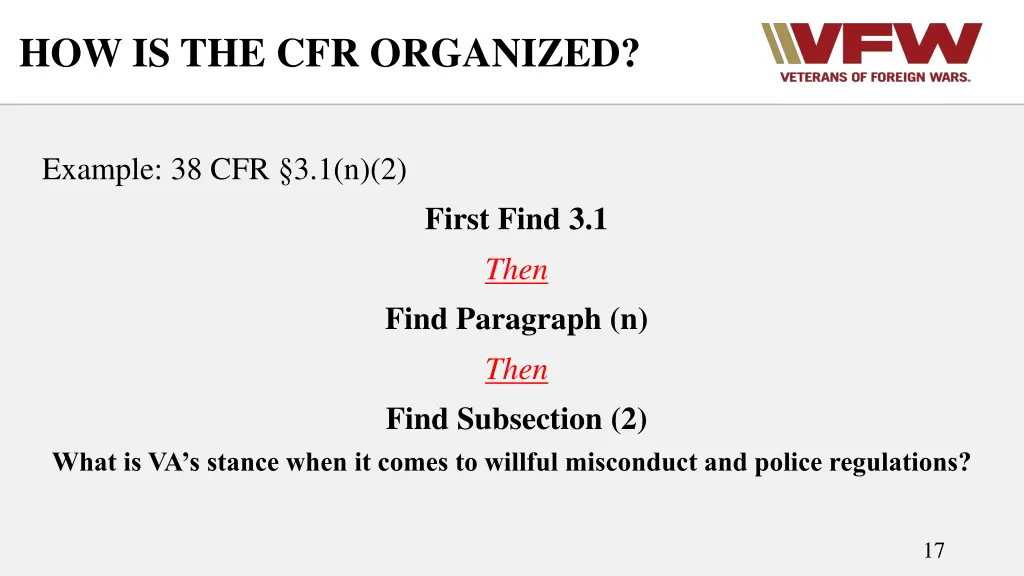 how is the cfr organized 5