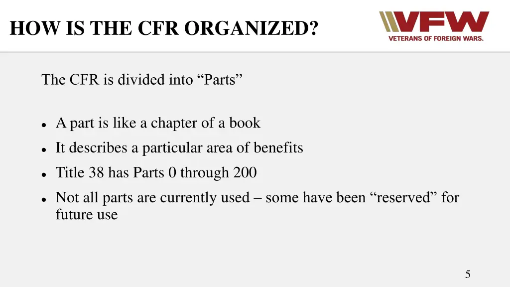 how is the cfr organized