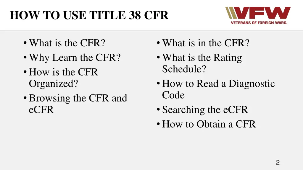 how to use title 38 cfr