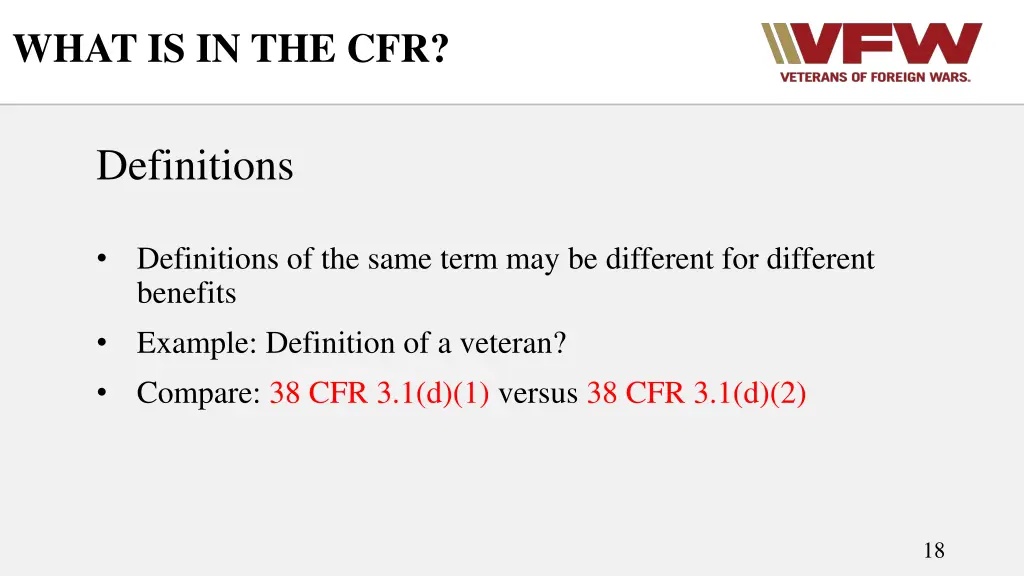 what is in the cfr