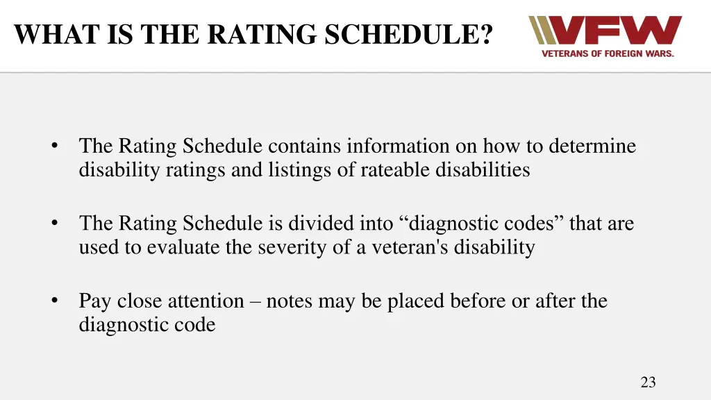 what is the rating schedule