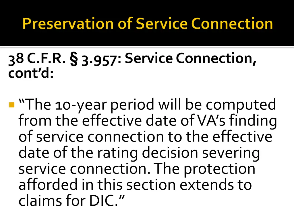 38 c f r 3 957 service connection cont d