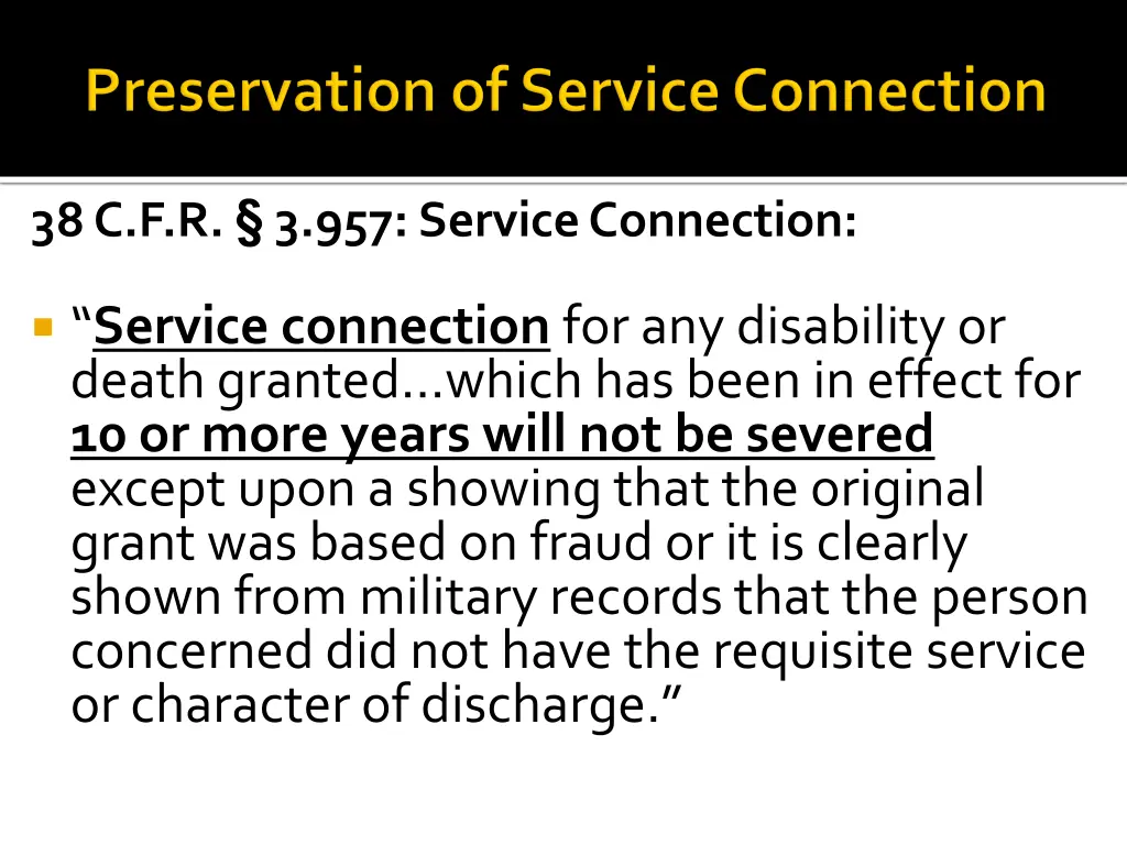 38 c f r 3 957 service connection