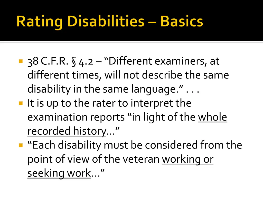 38 c f r 4 2 different examiners at different