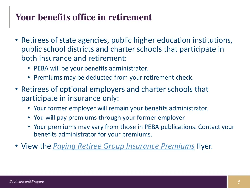 your benefits office in retirement