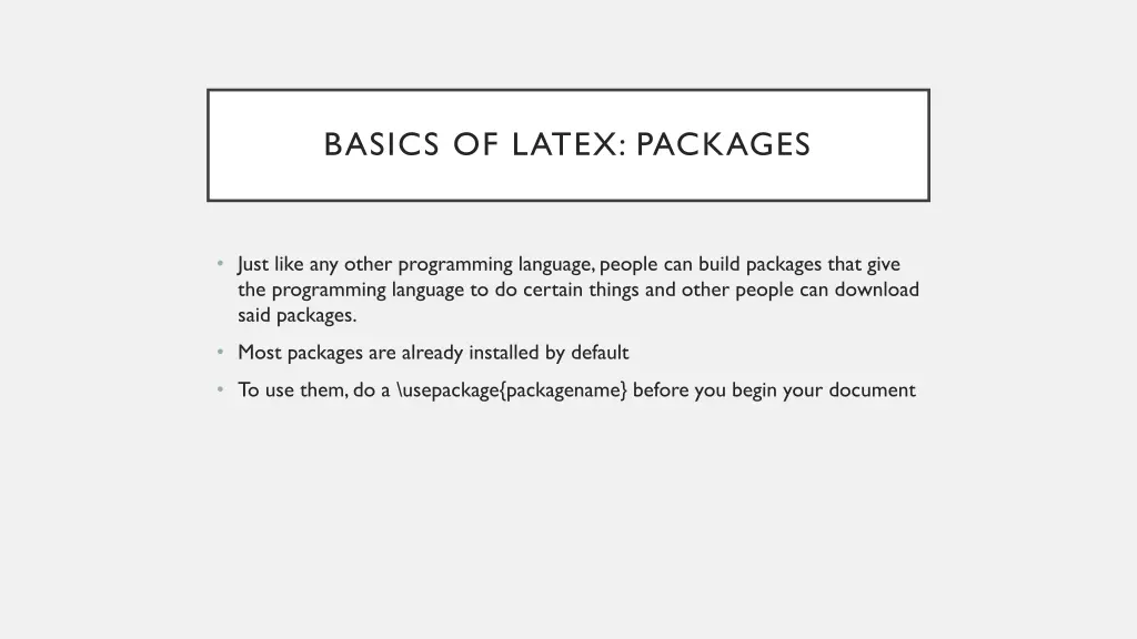 basics of latex packages