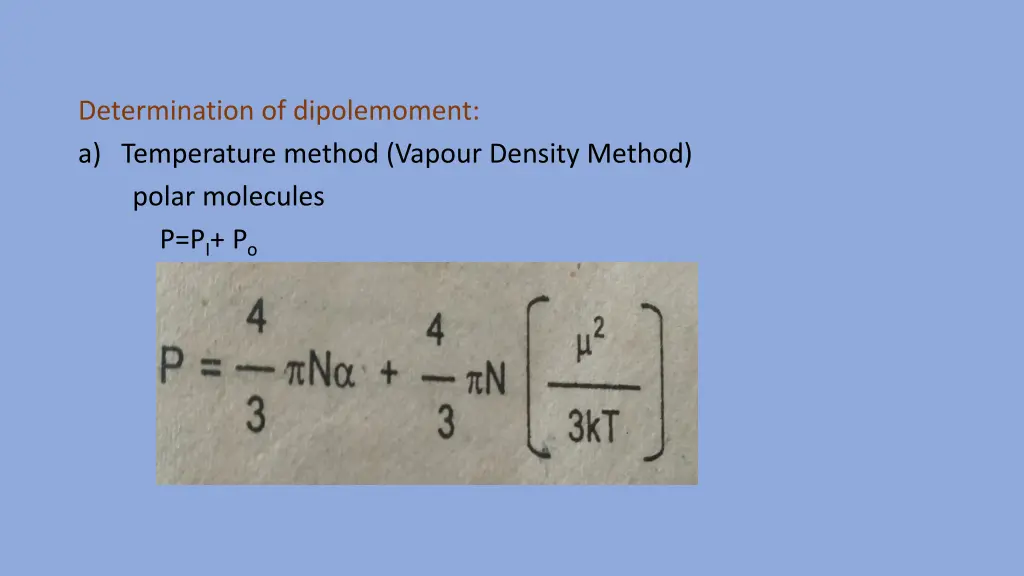 determination of dipolemoment a temperature