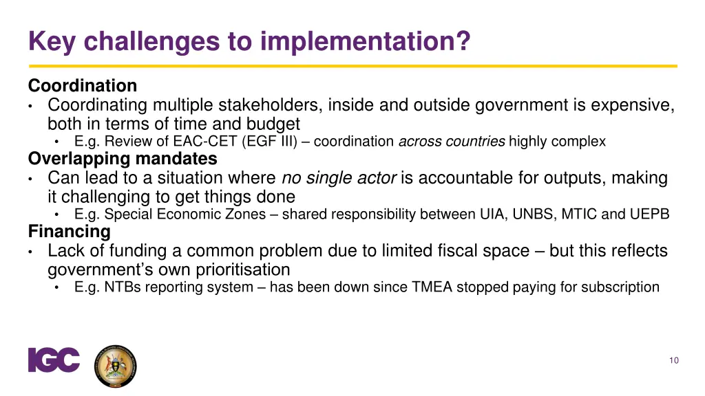 key challenges to implementation