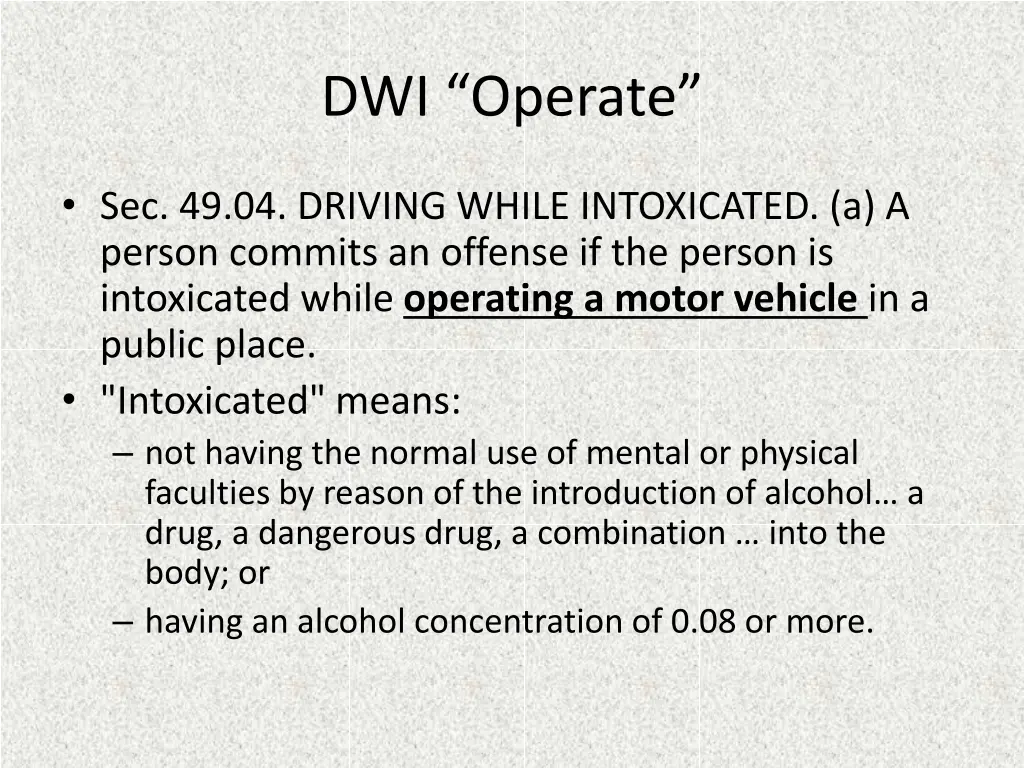 dwi operate