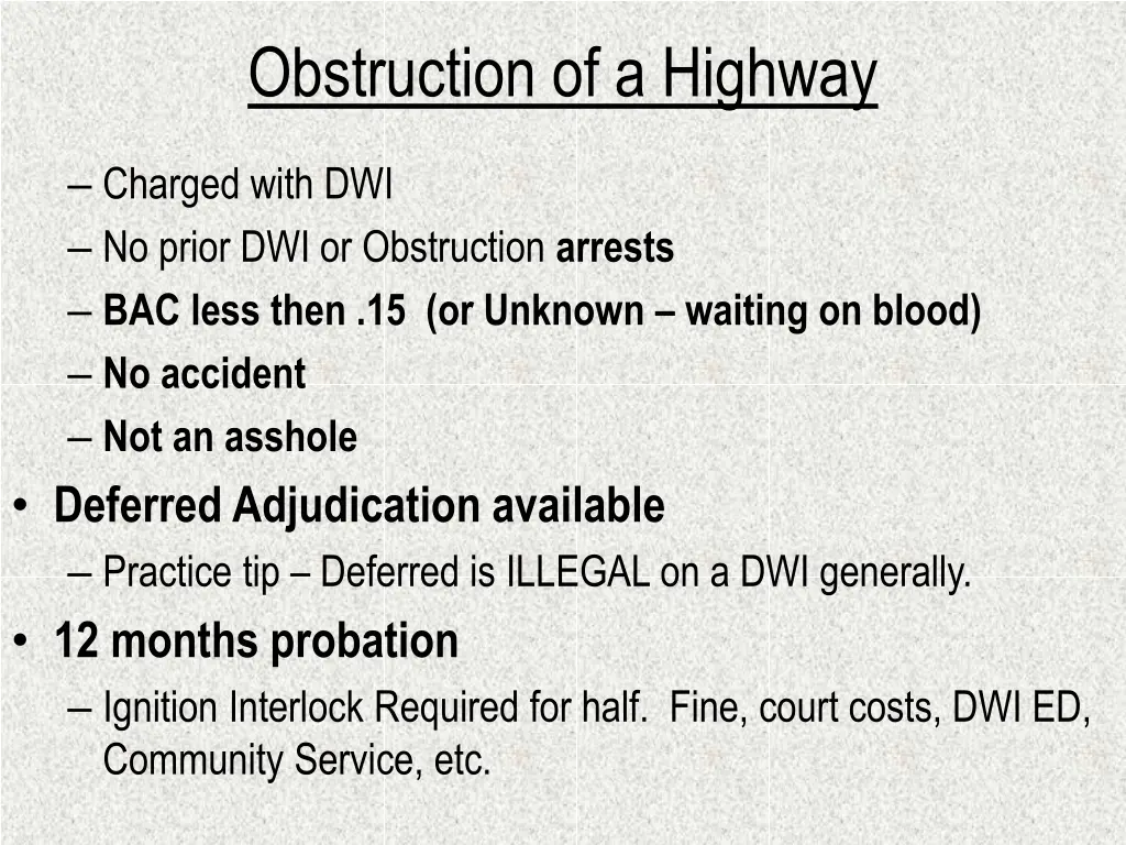 obstruction of a highway