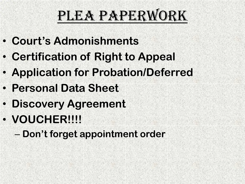 plea paperwork