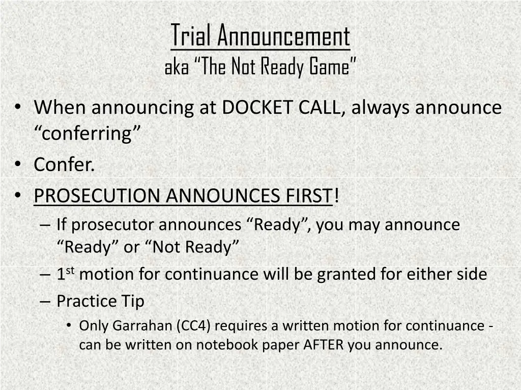 trial announcement aka the not ready game