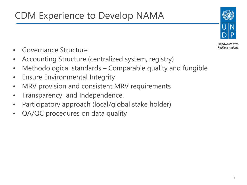 cdm experience to develop nama