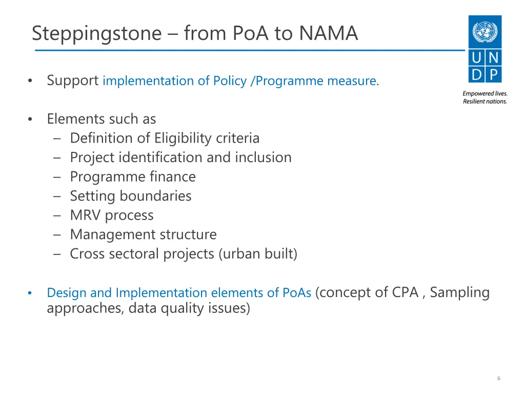 steppingstone from poa to nama