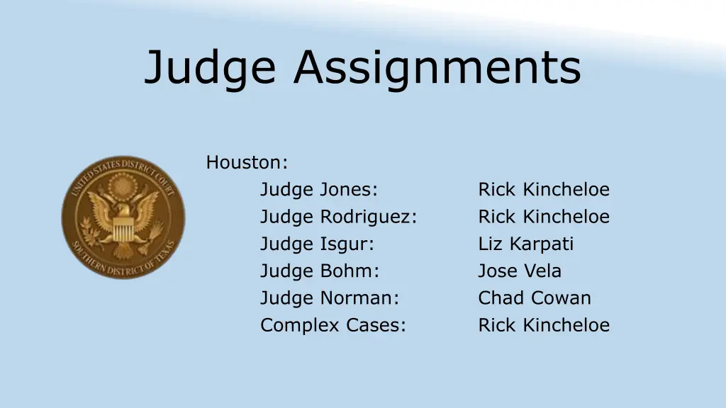 judge assignments