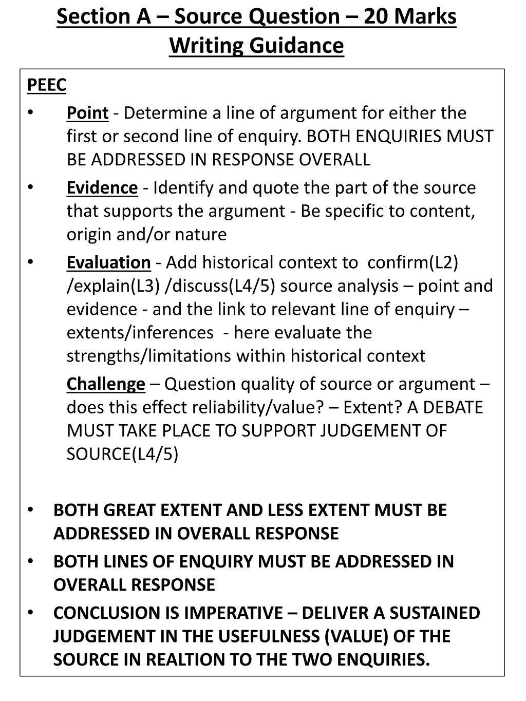 section a source question 20 marks writing