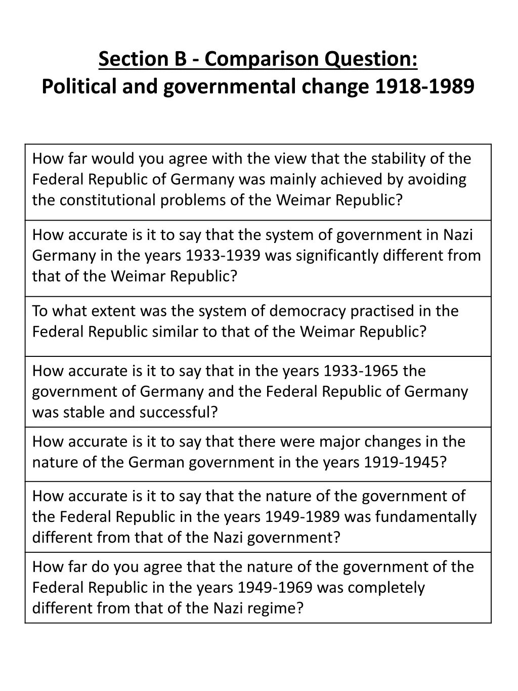 section b comparison question political