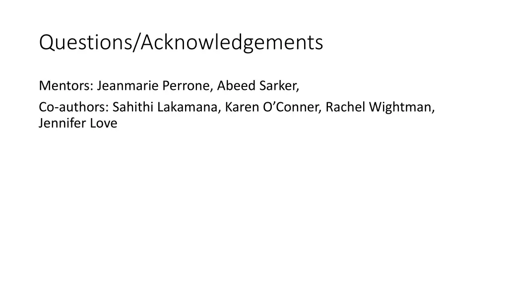 questions acknowledgements