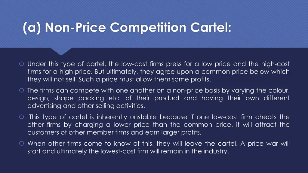 a non price competition cartel